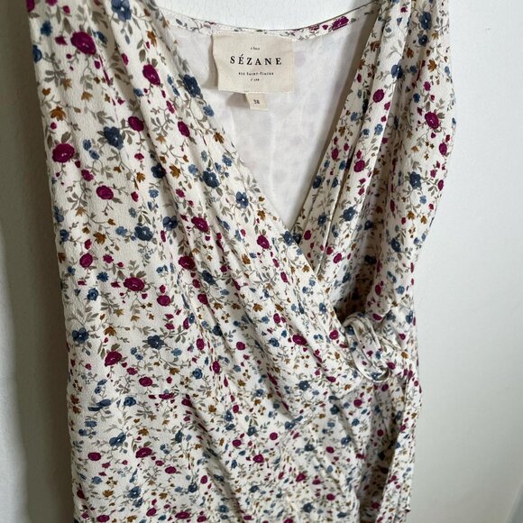 Sézane Daniella Wrap Mini Dress in Song of Summer Print - Picture 2 of 3